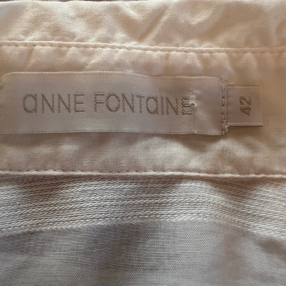 Anne Fontaine Lany White sheer striped pattern Button-Up 10 rolled sleeve Shirt - Picture 10 of 13